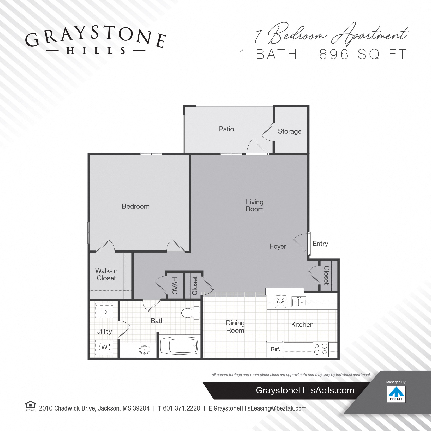One Bedroom One Bathroom floor plan